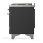 Ilve UM60FNR3MGCLP Ilve Um60Fnr3Mgclp Majestic Iii 60 Inch Dual Fuel Range With 9 Burners And Griddle, Dual Function Burner Up To 25,000 Btu (Liquid Propane, Triple Glass Door, Graphite Matte, Chrome)