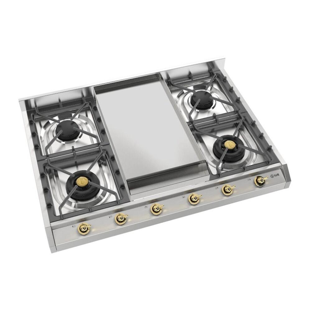 Ilve UHCP965FNSSG Ilve Uhcp965Fnssg Nostalgie Ii 36 Inch Built-In Gas Cooktop With Griddle, In Stainless Steel (Natural Gas)