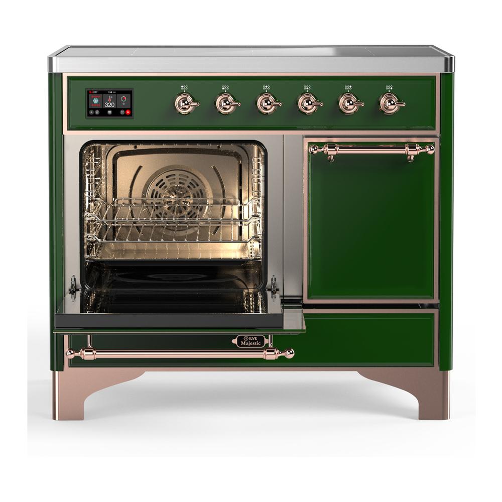 Ilve UMDIB40QNR3EGP Ilve Umdib40Qnr3Egp Majestic Iii 40 Inch Induction Range With 6 Elements, 3.82 Cu. Ft. Total Oven Capacity (Solid Door, Emerald Green, Copper)