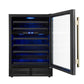 Forno FWCDR663424BLK Forno Bacchino 24 Inch Wine Cooler, Black With Antique Brass Handles, With Led Lighting, Triple Glass Door, 51 Bottle Capacity, Built-In Or Freestanding