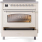Ilve UPI366NMPAWC Nostalgie Ii 36 Inch Electric Freestanding Range In Antique White With Chrome Trim