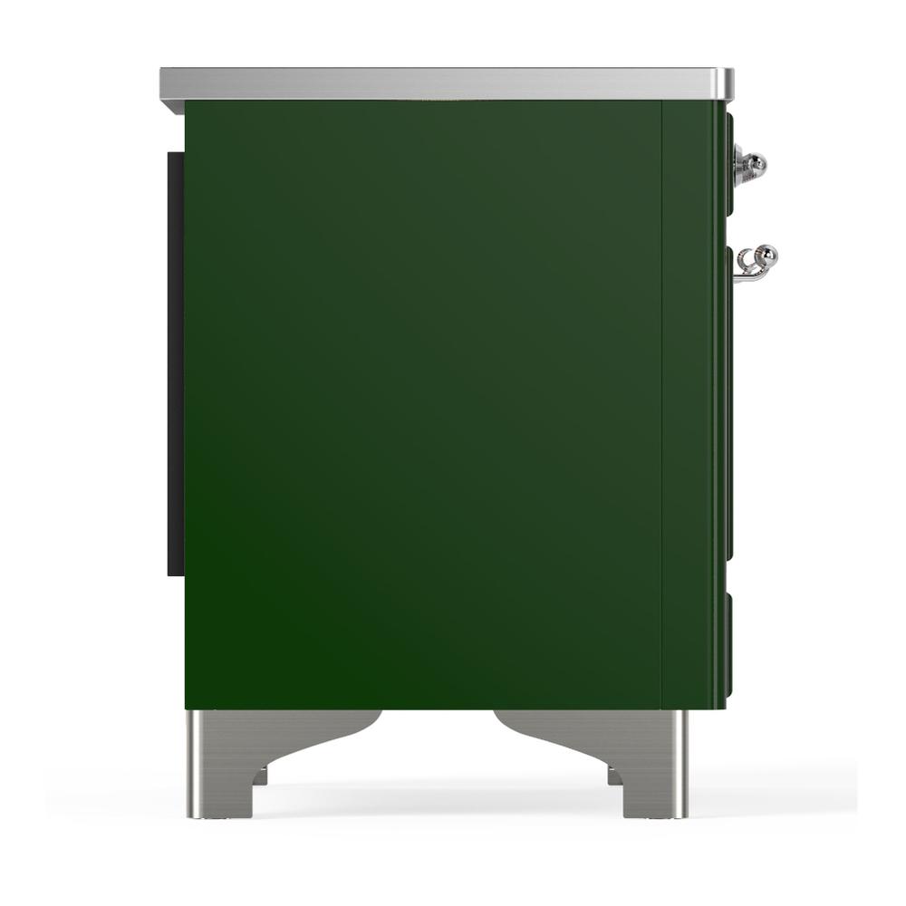 Ilve UMDIB40NR3EGC Ilve Umdib40Nr3Egc Majestic Iii 40 Inch Induction Range With 6 Elements, 3.82 Cu. Ft. Total Oven Capacity (Triple Glass Door, Emerald Green, Chrome)