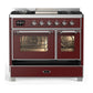 Ilve UMD40FNR3BUCLP Ilve Umd40Fnr3Buclp Majestic Iii 40 Inch Dual Fuel Range With 6 Burners And Griddle, Dual Function Burner Up To 25,000 Btu (Liquid Propane, Triple Glass Door, Burgundy, Chrome)