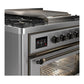 Ilve UM36FNR3SSBLP Ilve Um36Fnr3Ssblp Majestic Iii 36 Inch Dual Fuel Range With 6 Black Brass Burners And Griddle, Dual Function Burner Up To 25,000 Btu (Triple Glass Door, Stainless Steel, Burnished, Liquid Propane)