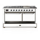 Ilve UM60FQNR3WHBLP Ilve Um60Fqnr3Whblp Majestic Iii 60 Inch Dual Fuel Range With 9 Burners And Griddle, Dual Function Burner Up To 25,000 Btu (Liquid Propane, Solid Door, White, Burnished)