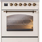 Ilve UPI304NMPAWB Nostalgie Ii 30 Inch Electric Freestanding Range In Antique White With Bronze Trim