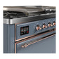 Ilve UM60FSQNR3BGP Ilve Um60Fsqnr3Bgp Majestic Iii 60 Inch Dual Fuel Range With 7 Burners, Griddle And French Top, Dual Function Burner With Up To 25,000 Btu (Natural Gas, Solid Door, Blue Grey, Copper)