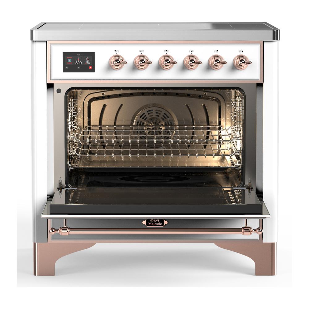 Ilve UMIB36NR3WHP Ilve Umib36Nr3Whp Majestic Iii 36 Inch Induction Range With 6 Elements, 3.5 Cu. Ft. Total Oven Capacity (Triple Glass Door, White, Copper)