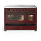 Ilve UMIB48NR3BUB Ilve Umib48Nr3Bub Majestic Iii 48 Inch Induction Range With 6 Elements, 5.02 Cu. Ft. Total Oven Capacity (Triple Glass Door, Burgundy, Burnished)