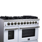 Forno FFSGS623948WHT Forno Massimo 48-Inch White Freestanding Gas Range, 8 Burners, True Convection Oven