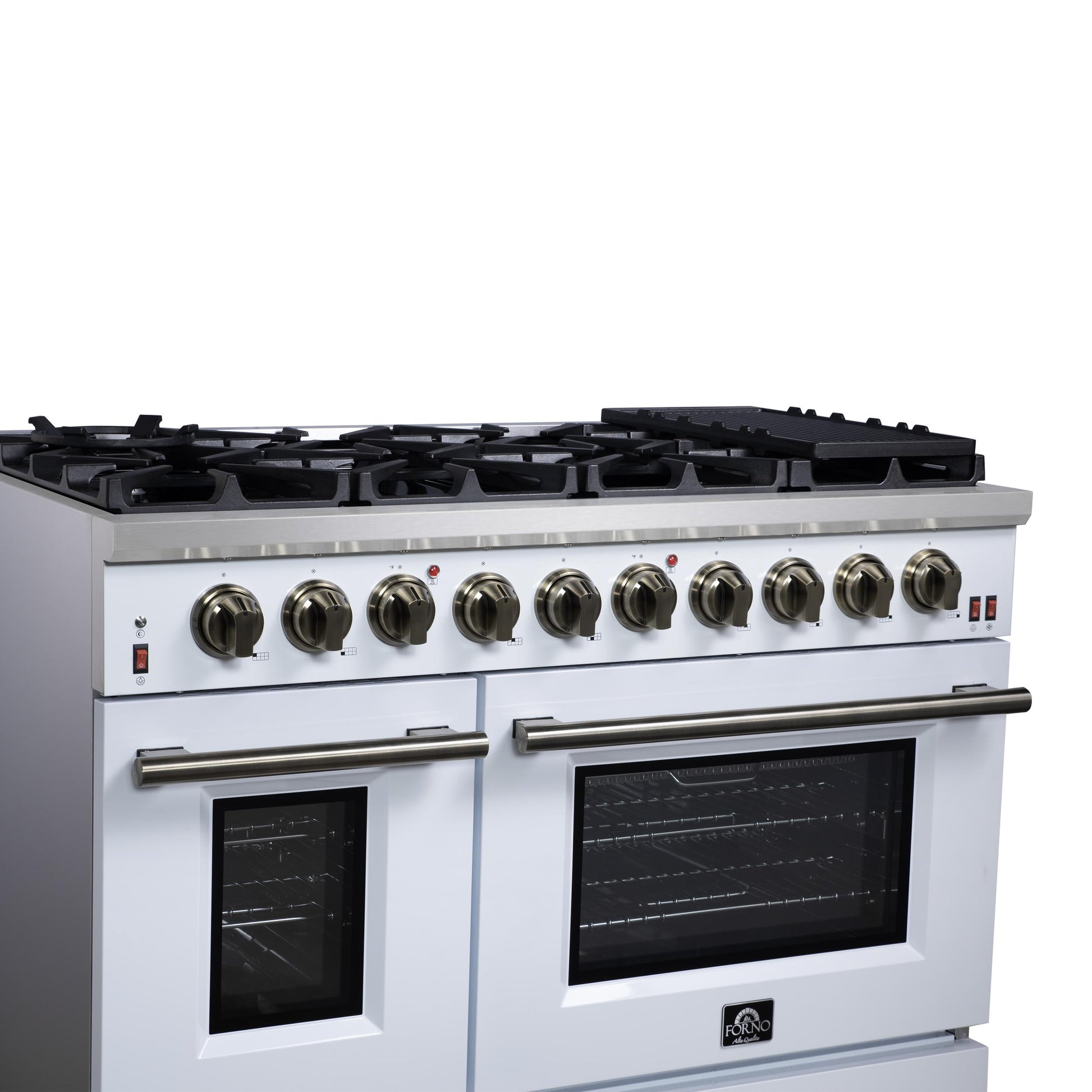 Forno FFSGS623948WHT Forno Massimo 48-Inch White Freestanding Gas Range, 8 Burners, True Convection Oven
