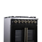 Forno FFSGS638730BLK Forno Capriasca 30-Inch Freestanding French Door Dual Fuel Range In Black With Antique Brass Accessories, 5 Burners, True Convection Oven