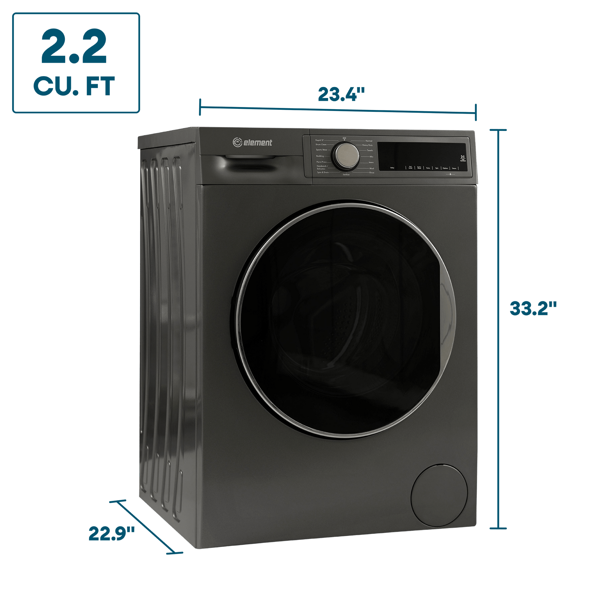 Element Appliance ECW2224EGG Element Electronics 24-Inch 2.2 Cu. Ft. Front Load Washer - Gray, Energy Star (Ecw2224Egg)