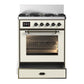 Ilve UM30NR3AWB Ilve Um30Nr3Awb Majestic Iii 30 Inch Dual Fuel Range With 5 Black Brass Burners, Dual Function Burner Up To 25,000 Btu (Natural Gas, Triple Glass Door, Antique White, Burnished)