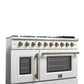 Forno FFSGS644448WHT Forno Galiano 48-Inch Freestanding French Door Gas Range, White & Antique Brass