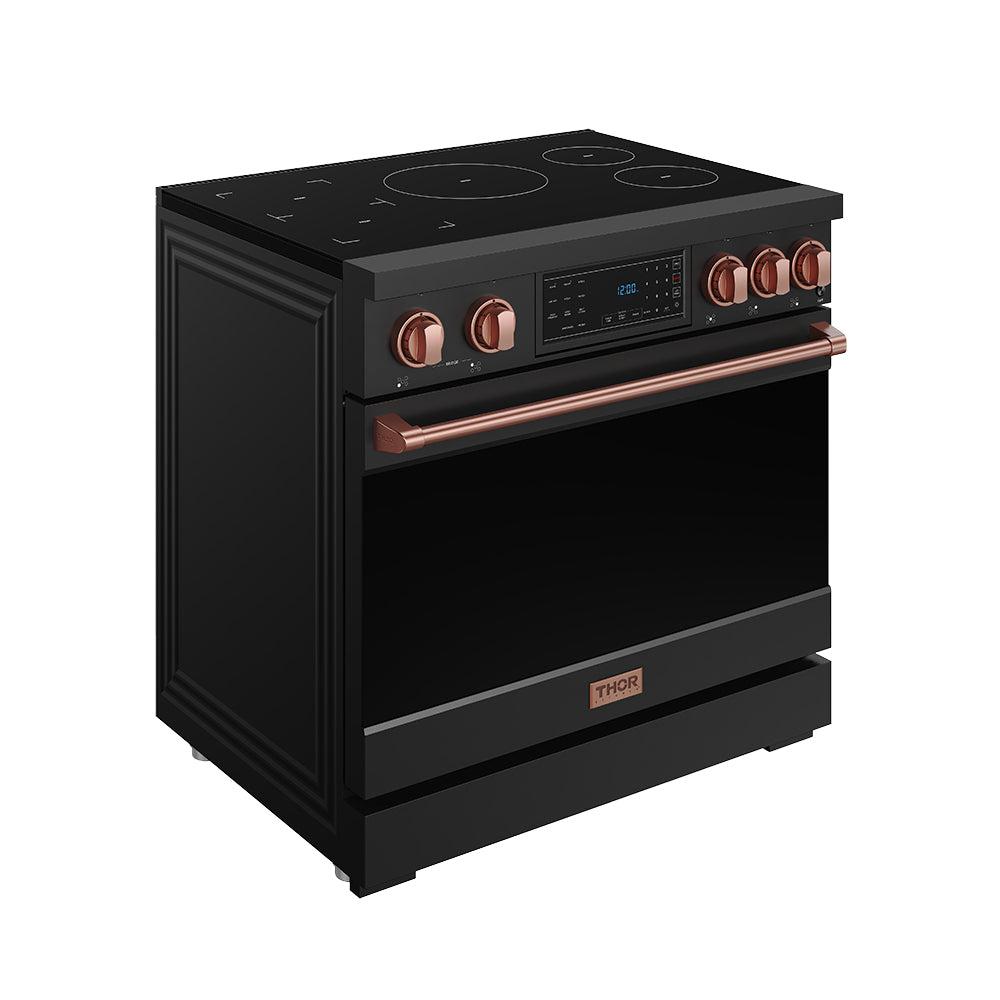 Thor Kitchen RSI36BRSG 36 Inch Professional Induction Range With Tilt Panel Touch Control In Black And Rose Gold Gordon Ramsay Series