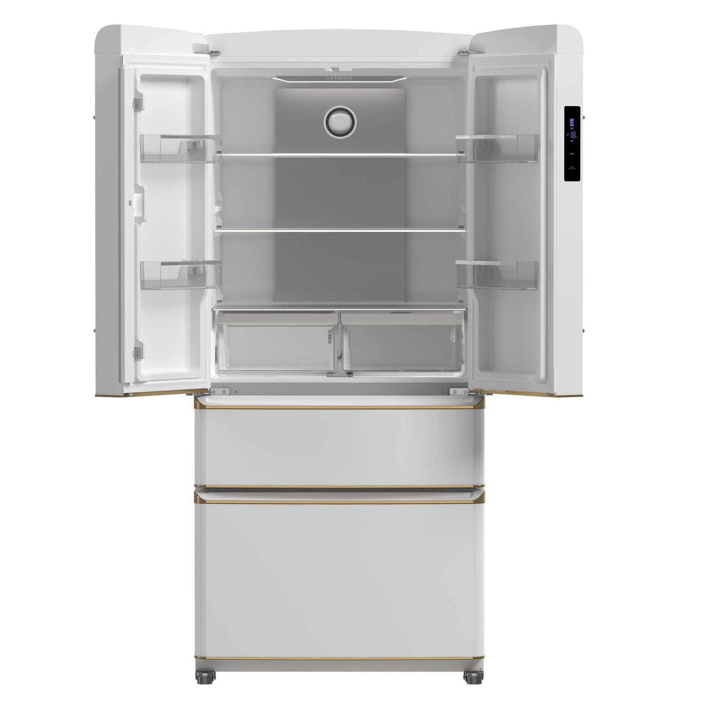 Forno FFFFD179133WHT Forno Luigi 33-Inch French Door Refrigerator, 18 Cu.Ft, White Finish, Antique Brass Handles, Energy Star Certified