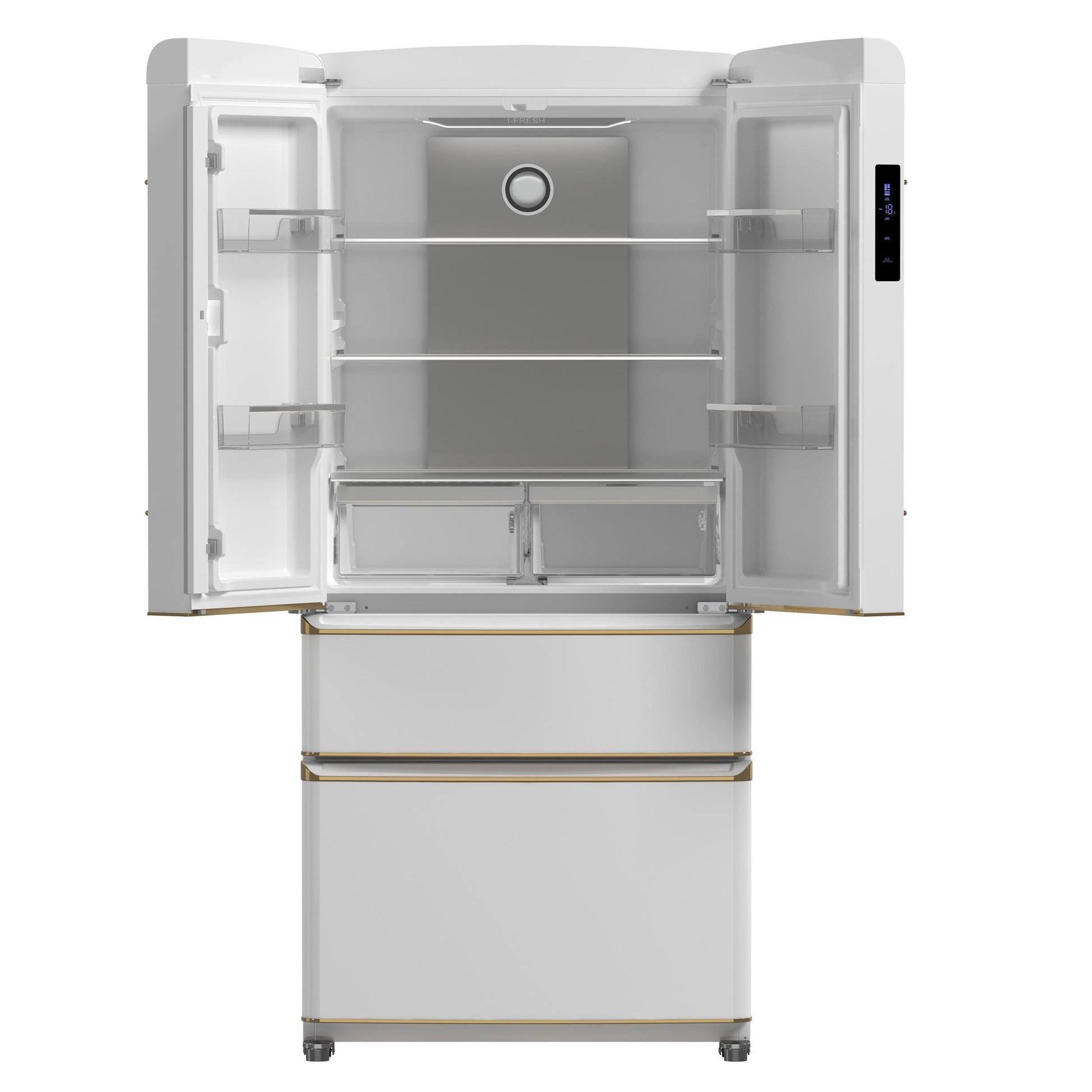 Forno FFFFD179133WHT Forno Luigi 33-Inch French Door Refrigerator, 18 Cu.Ft, White Finish, Antique Brass Handles, Energy Star Certified