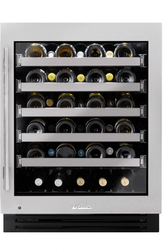 True Residential TUWADA24RGAS 24 Inch Single Zone Stainless Glass Door Right Hinge Ada Height Undercounter Wine Cabinet