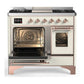 Ilve UMD40FNR3AWP Ilve Umd40Fnr3Awp Majestic Iii 40 Inch Dual Fuel Range With 6 Burners And Griddle, Dual Function Burner Up To 25,000 Btu (Natural Gas, Triple Glass Door, Antique White, Copper)