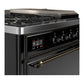 Ilve UM48FSQNR3BKB Ilve Um48Fsqnr3Bkb Majestic Iii 48 Inch Dual Fuel Range With 5 Black Brass Burners, Griddle And French Top, Dual Function Burner Up To 25,000 Btu (Natural Gas, Solid Door, Glossy Black, Burnished)