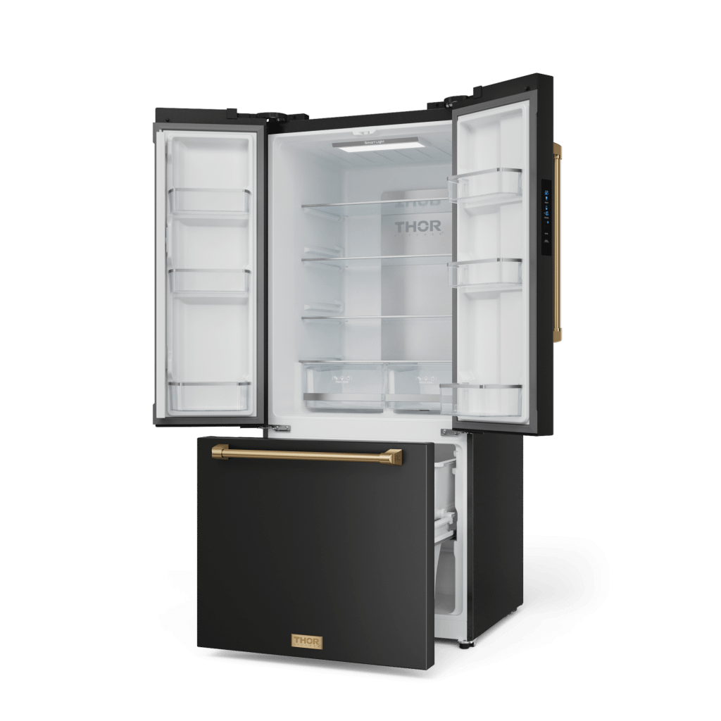 Thor Kitchen RF3017FFD00BRZ 30 Inch 17.7 Cu Ft French Door Counter Depth Refrigerator With Ice Maker In Black/Bronze Gordon Ramsay Series - Rf3017Ffd00-Brz