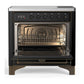 Ilve UMIB36NR3BKB Ilve Umib36Nr3Bkb Majestic Iii 36 Inch Induction Range With 6 Elements, 3.5 Cu. Ft. Total Oven Capacity (Triple Glass Door, Glossy Black, Burnished)