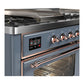 Ilve UM60FSNR3BGP Ilve Um60Fsnr3Bgp Majestic Iii 60 Inch Dual Fuel Range With 7 Burners, Griddle And French Top, Dual Function Burner With Up To 25,000 Btu (Natural Gas, Triple Glass Door, Blue Grey, Copper)