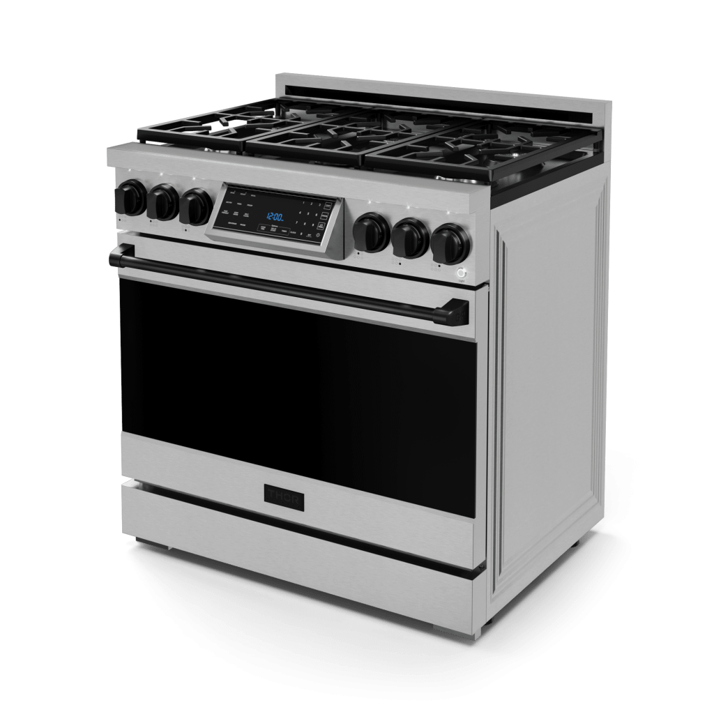 Thor Kitchen RSG36BLK 36 Inch Professional Gas Range With Tilt Panel Touch Control In Stainless Steel/Black Gordon Ramsay Series - Rsg36-Blk