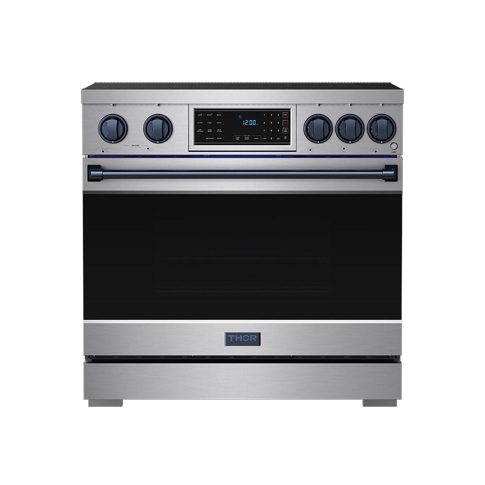Thor Kitchen RSI36BLU 36 Inch Professional Induction Range With Tilt Panel Touch Control In Stainless Steel And Blue Gordon Ramsay Series