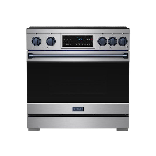 Thor Kitchen RSI36BLU 36 Inch Professional Induction Range With Tilt Panel Touch Control In Stainless Steel And Blue Gordon Ramsay Series