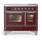 Ilve UMDIB40NR3BUC Ilve Umdib40Nr3Buc Majestic Iii 40 Inch Induction Range With 6 Elements, 3.82 Cu. Ft. Total Oven Capacity (Triple Glass Door, Burgundy, Chrome)