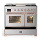 Ilve UMD40FNR3SSPLP Ilve Umd40Fnr3Ssplp Majestic Iii 40 Inch Dual Fuel Range With 6 Burners And Griddle, Dual Function Burner Up To 25,000 Btu (Liquid Propane, Triple Glass Door, Stainless Steel, Copper)