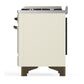 Ilve UM60FNR3AWBLP Ilve Um60Fnr3Awblp Majestic Iii 60 Inch Dual Fuel Range With 9 Burners And Griddle, Dual Function Burner Up To 25,000 Btu (Liquid Propane, Triple Glass Door, Antique White, Burnished)