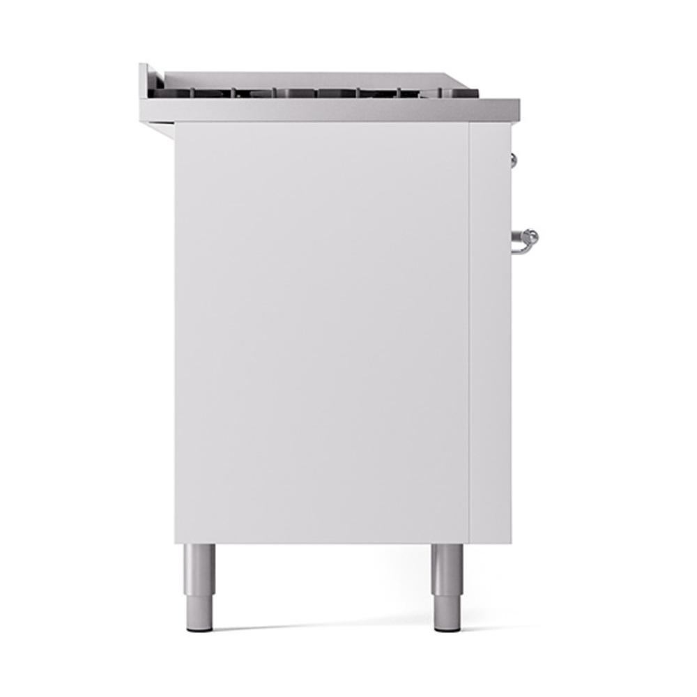 Ilve UN60FSQNMPWHC Ilve Un60Fsqnmpwhc Nostalgie Ii Noblesse 60" Dual Fuel Range (7 Sealed Burners + Griddle + French Top, Natural Gas, Solid Door, White, Chrome)