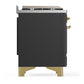 Ilve UM60FSQNR3MGG Ilve Um60Fsqnr3Mgg Majestic Iii 60 Inch Dual Fuel Range With 7 Burners, Griddle And French Top, Dual Function Burner With Up To 25,000 Btu (Natural Gas, Solid Door, Graphite Matte, Brass)