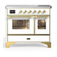 Ilve UMDIB40NR3WHG Ilve Umdib40Nr3Whg Majestic Iii 40 Inch Induction Range With 6 Elements, 3.82 Cu. Ft. Total Oven Capacity (Triple Glass Door, White, Brass)