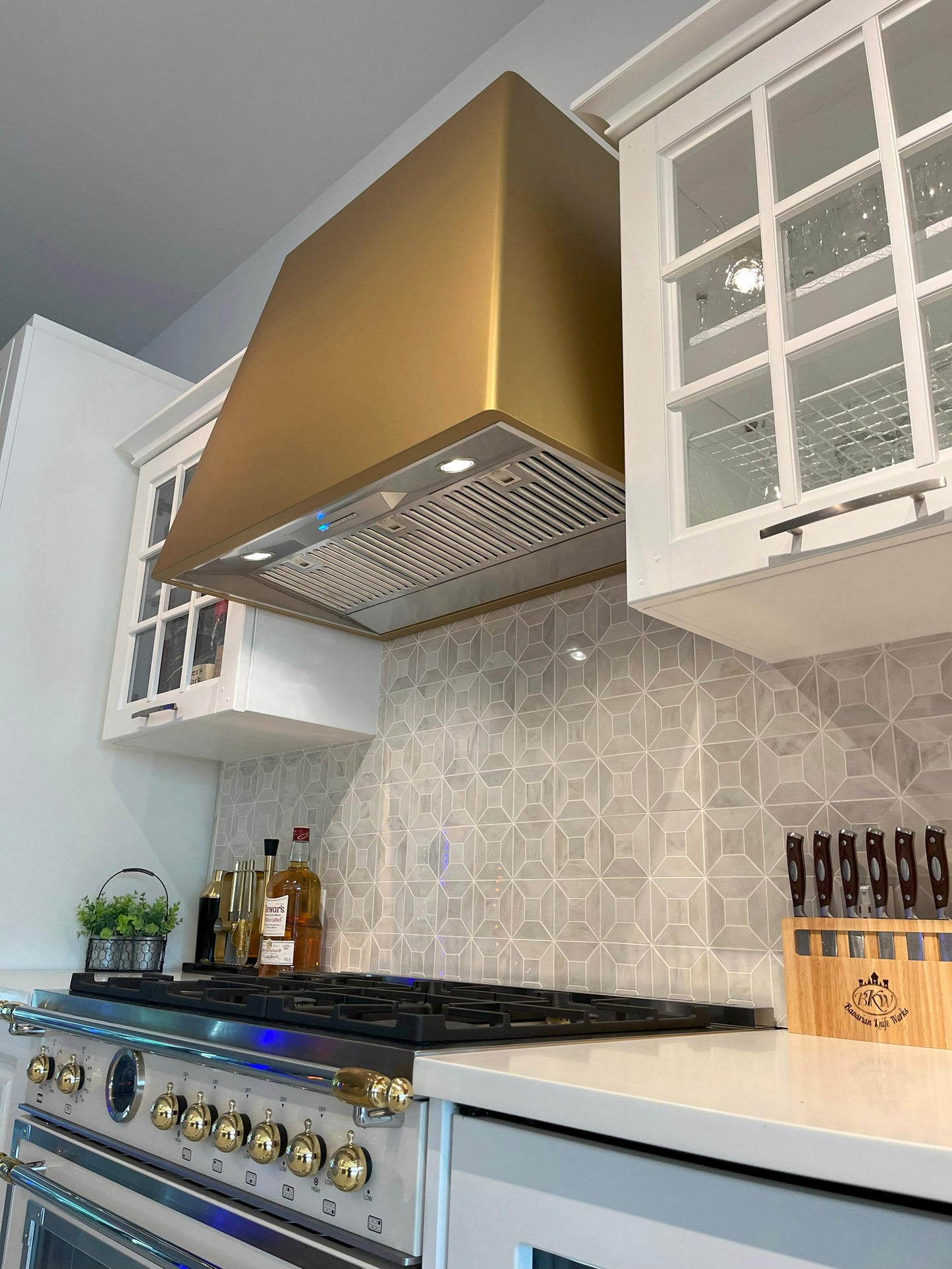 Xo Appliance XOVD136SG Xo 36In Designer Hood Satin Gold Insert Sold Separately