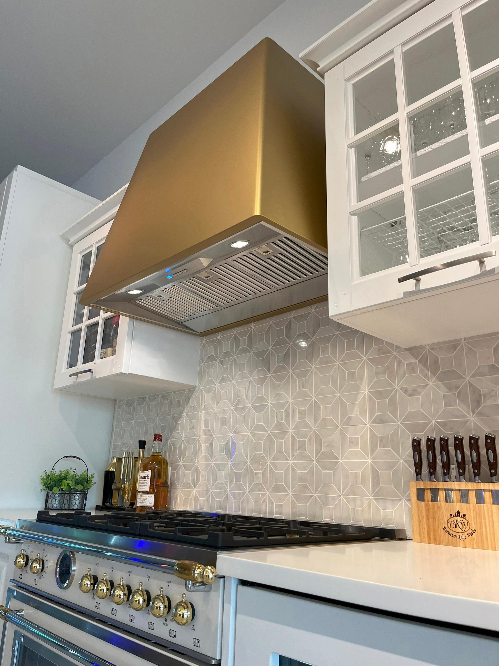 Xo Appliance XOVD136SG Xo 36In Designer Hood Satin Gold Insert Sold Separately