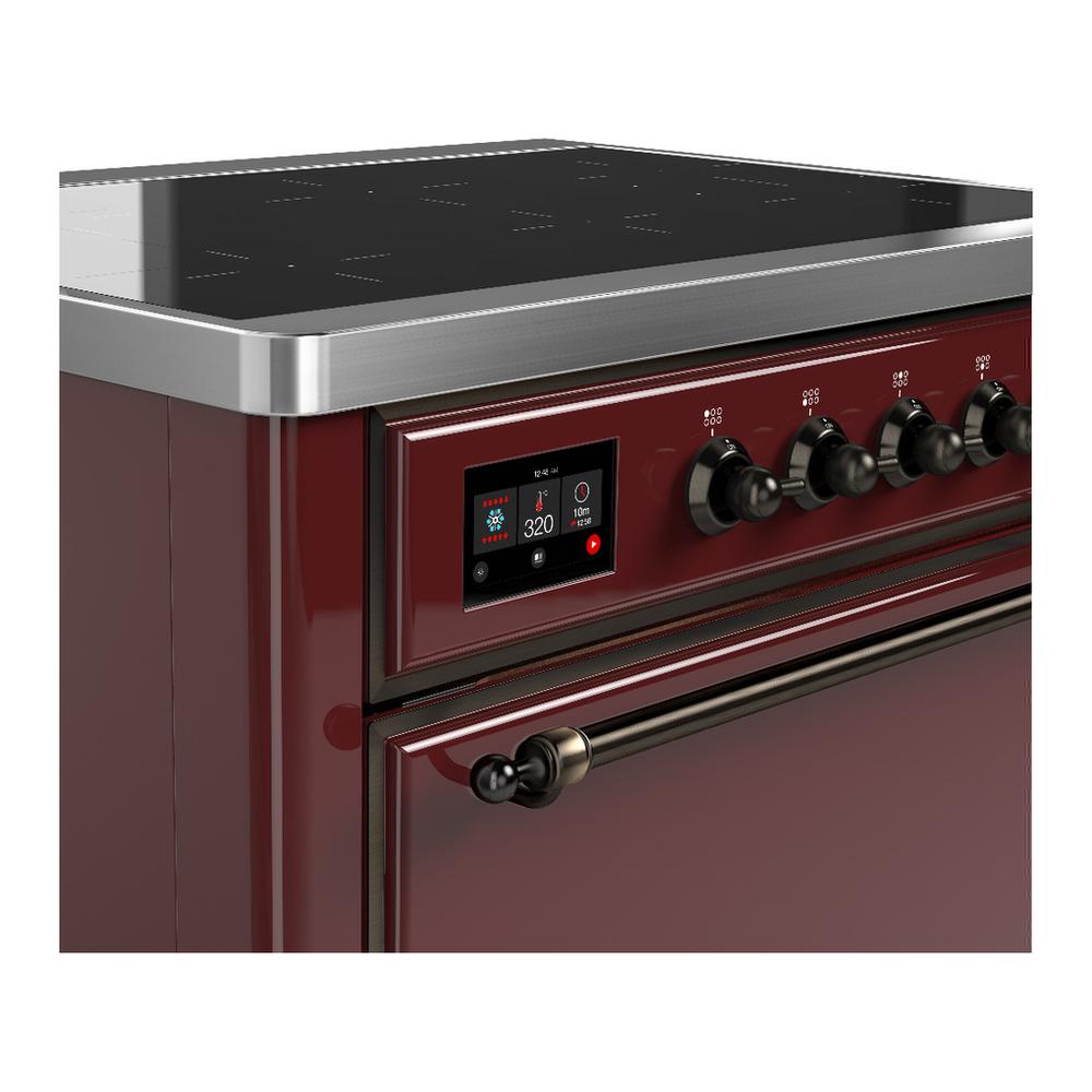 Ilve UMIB36QNR3BUB Ilve Umib36Qnr3Bub Majestic Iii 36 Inch Induction Range With 6 Elements, 3.5 Cu. Ft. Total Oven Capacity (Solid Door, Burgundy, Burnished)