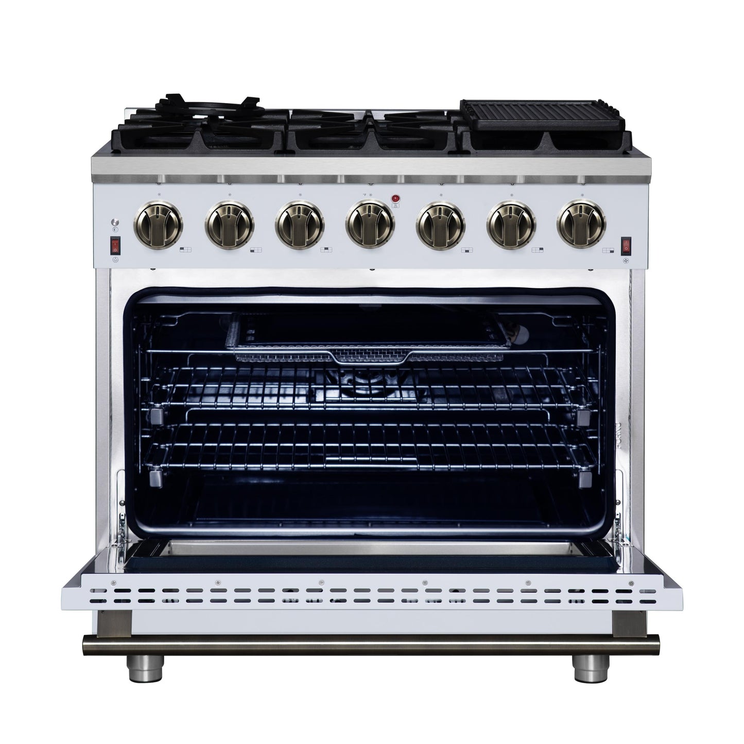 Forno FFSGS623936WHT Forno Massimo 36-Inch White Freestanding Gas Range, 6 Sealed Burners, Convection Oven, Energy Efficient