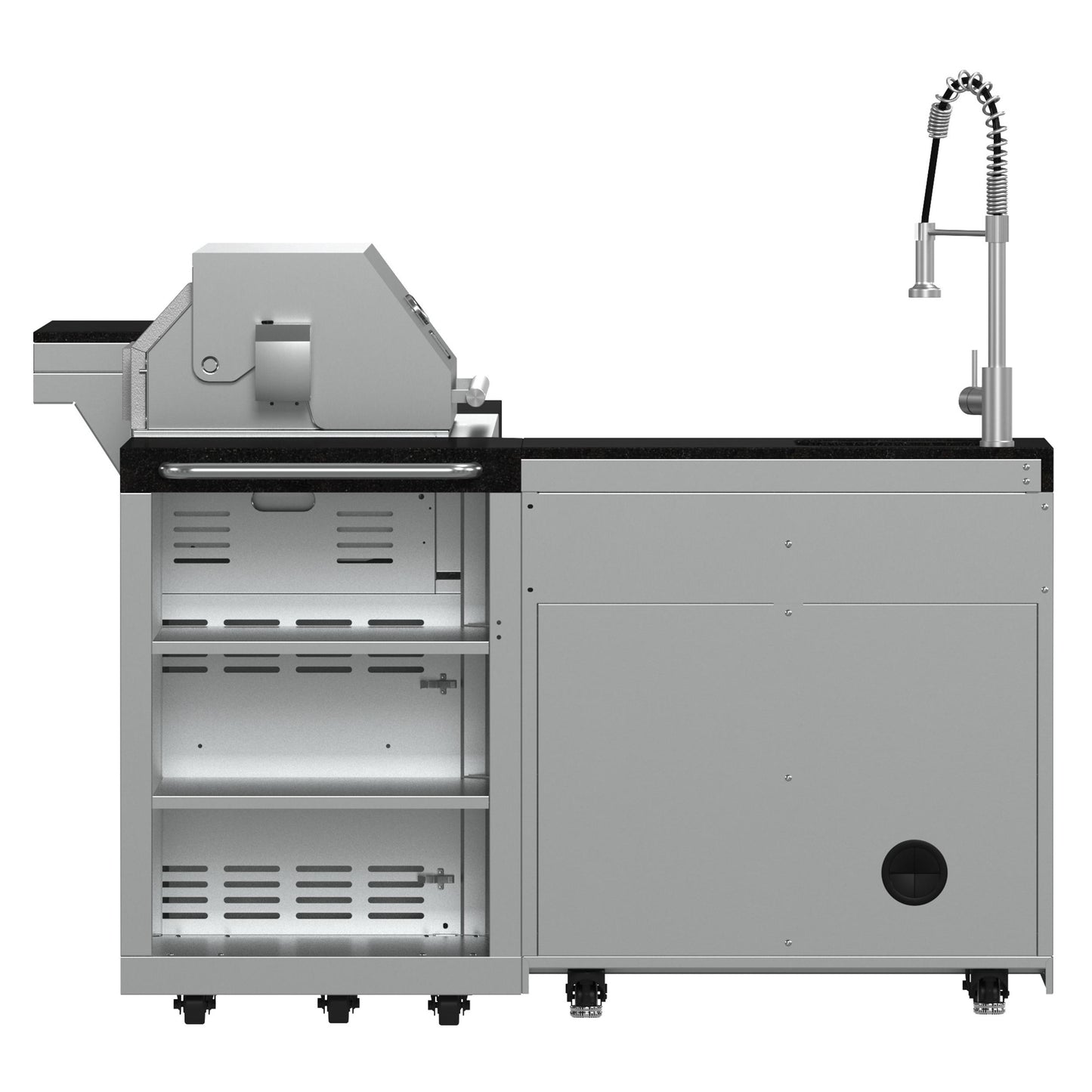 Forno FODKT2520BLK Forno Bulnes 40-Inch Bbq, 95,000 Btu, 5 Burners, Sear & Rotisserie Infrared With Side Burner, Stainless Steel Outdoor Kitchen With 1.8 Cu.Ft. Beverage Center & Black Granite Countertops