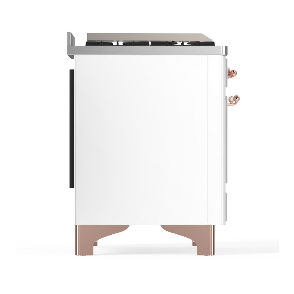 Ilve UMD40FNR3WHPLP Ilve Umd40Fnr3Whplp Majestic Iii 40 Inch Dual Fuel Range With 6 Burners And Griddle, Dual Function Burner Up To 25,000 Btu (Liquid Propane, Triple Glass Door, White, Copper)