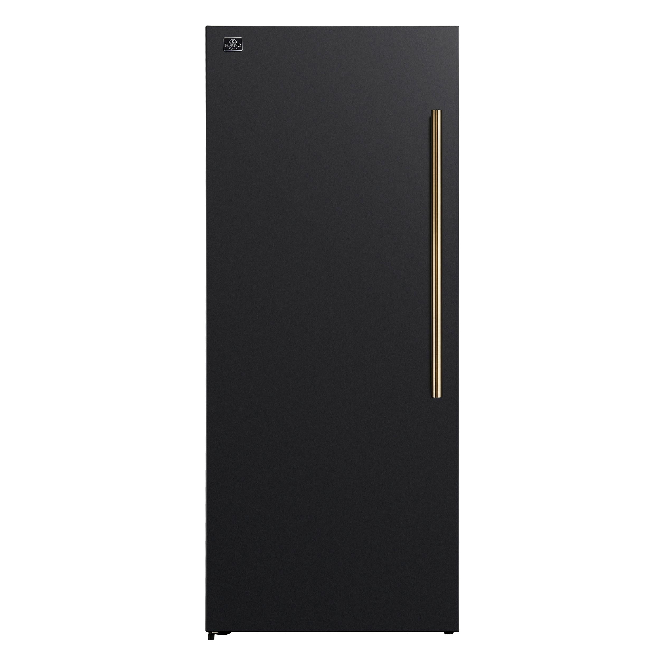Forno FFFFD172228BLKLS Forno Maderno 28-Inch Convertible Upright Freezer/Refrigerator In Black With Antique Brass Handle, 13.6 Cu.Ft., Left Swing