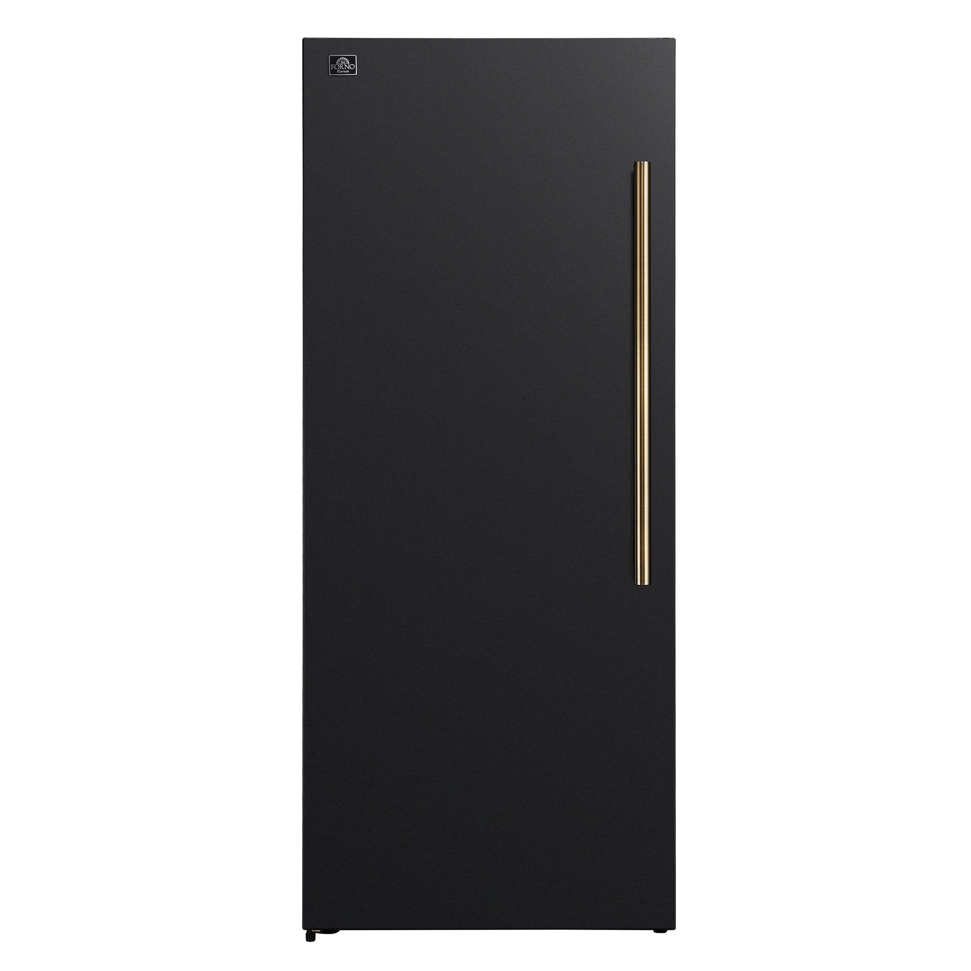 Forno FFFFD172228BLKLS Forno Maderno 28-Inch Convertible Upright Freezer/Refrigerator In Black With Antique Brass Handle, 13.6 Cu.Ft., Left Swing