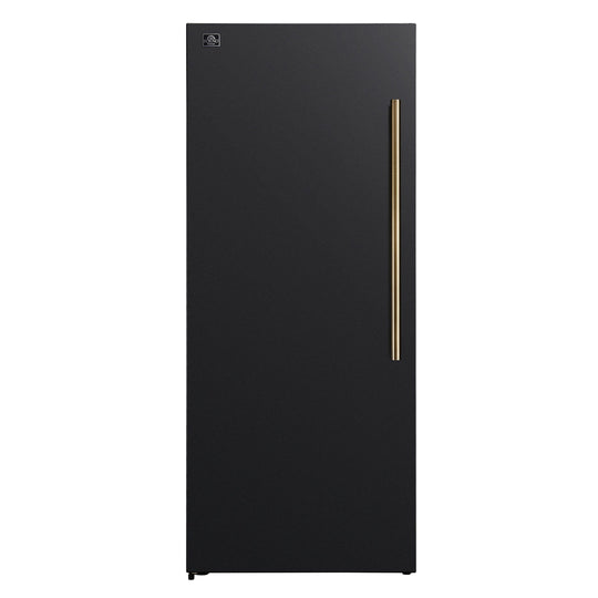 Forno FFFFD172228BLKLS Forno Maderno 28-Inch Convertible Upright Freezer/Refrigerator In Black With Antique Brass Handle, 13.6 Cu.Ft., Left Swing