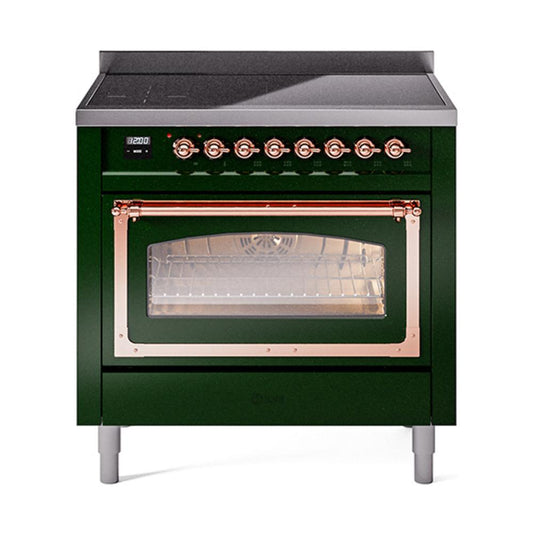 Ilve UNI366NMPEGP Ilve Uni366Nmpegp Nostalgie Ii Noblesse 36" Induction Range (Triple Glass Door, Emerald Green, Copper)