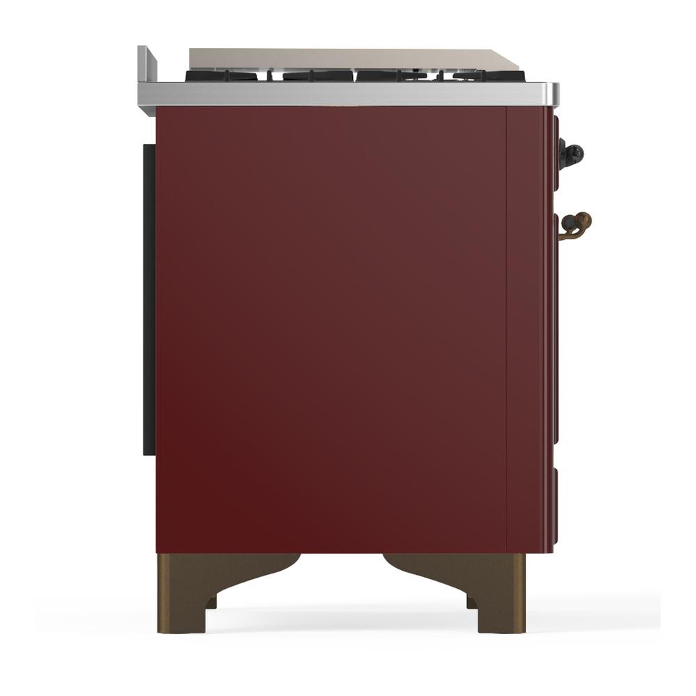 Ilve UM60FQNR3BUBLP Ilve Um60Fqnr3Bublp Majestic Iii 60 Inch Dual Fuel Range With 9 Burners And Griddle, Dual Function Burner Up To 25,000 Btu (Liquid Propane, Solid Door, Burgundy, Burnished)