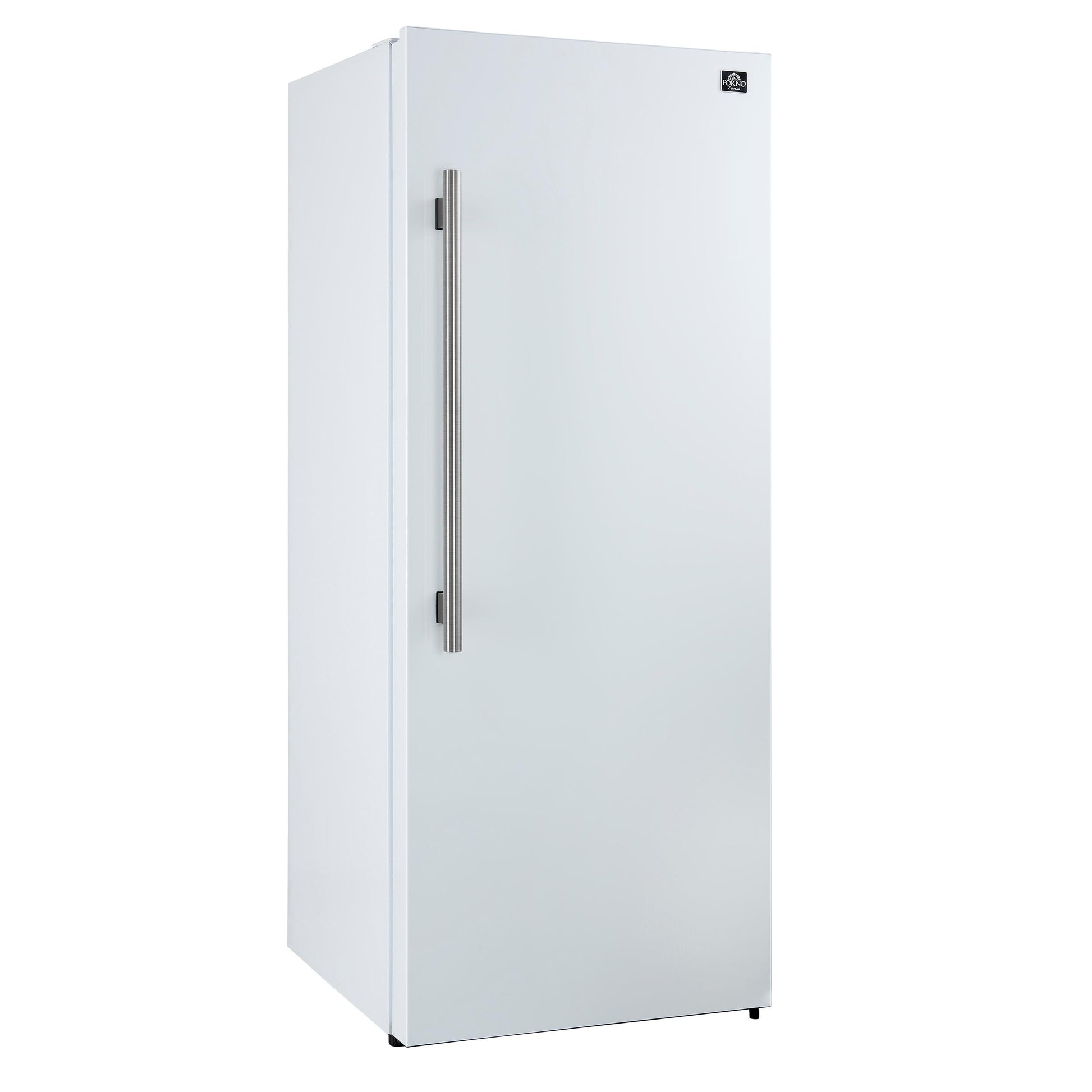 Forno FFFFD172228WHTRS Forno Maderno 28-Inch Convertible Freezer/Refrigerator In White With Antique Brass Handle, 13.6 Cu.Ft. Right Swing