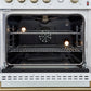 Forno FFSGS627730WHT Marco 30-Inch Gas Range White & Antique Brass Design, 4 Burners 37,000 Btu, 4.32 Cu.Ft. Convection Oven